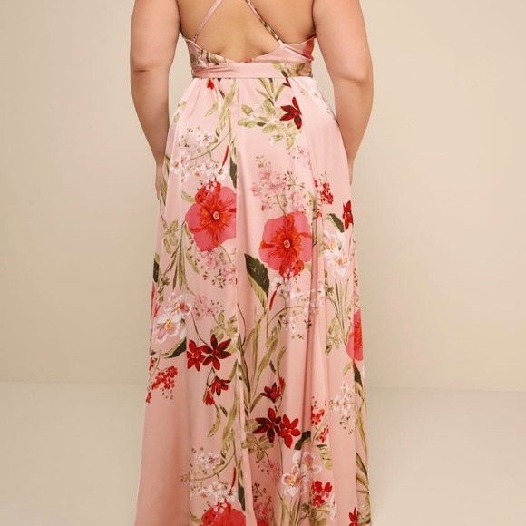 Blush Pink Floral Maxi Dress - Perfect Wedding guest dress - Picture 2 of 3